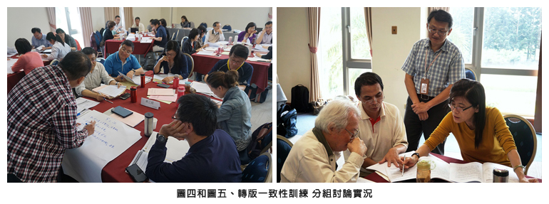 圖四和圖五、轉版一致性訓練 分組討論實況