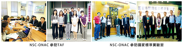 左圖：NSC-ONAC 參訪TAF；右圖：NSC-ONAC 參訪國家標準實驗室