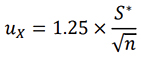 𝑢𝑋 = 1.25 × 𝑆 ∗ √𝒏