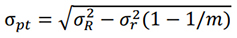 σ𝑝𝑡 = √𝜎𝑅 2 − 𝜎𝑟 2(1 − 1/𝑚)